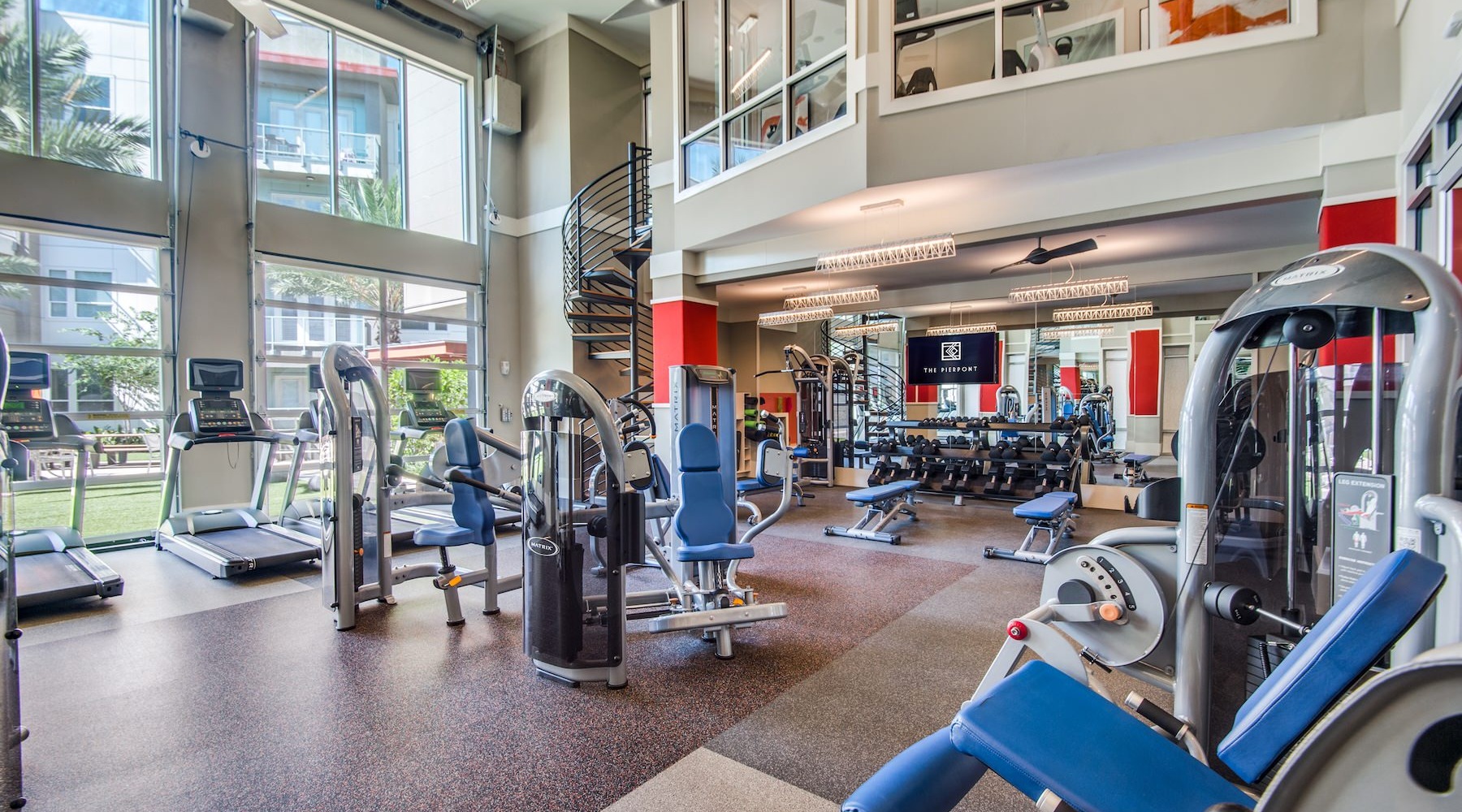 Get your workout on a gym with exercise equipment