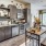 a kitchen with wooden cabinets