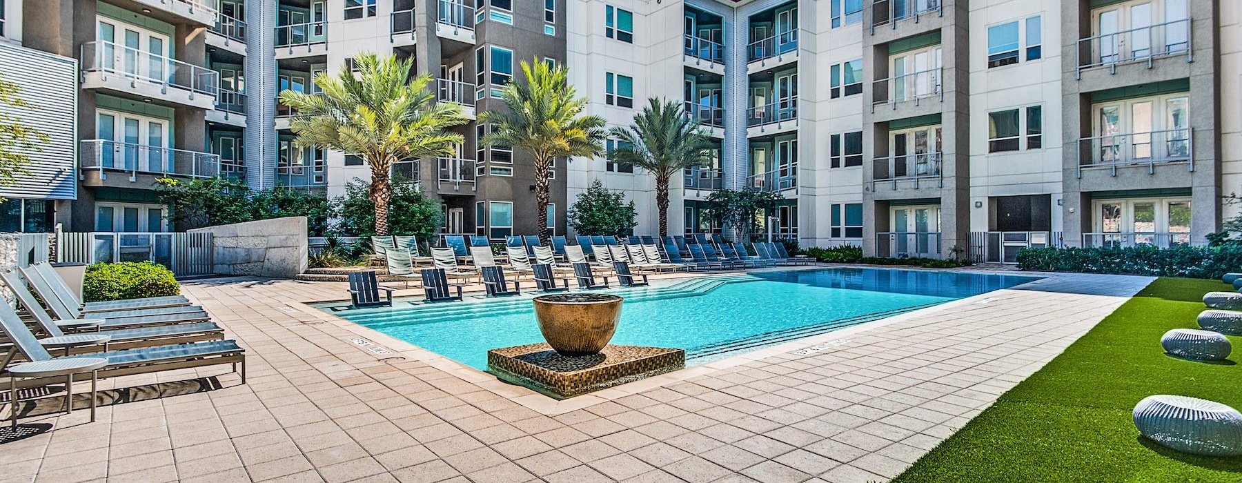 a pool in a courtyard