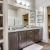 a bathroom with a large mirror